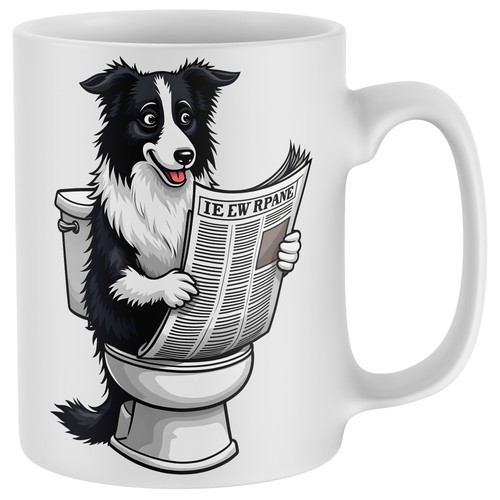 Funny border collie toliet mug - funny,