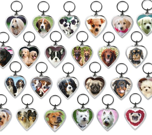 Dog keyrings heart shape pug - heart,