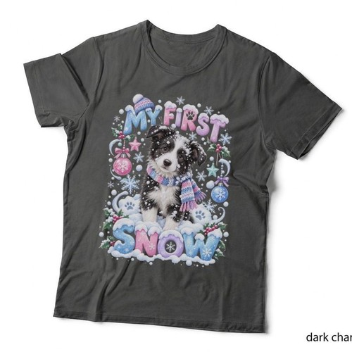 Border collie puppy first - collie, snow