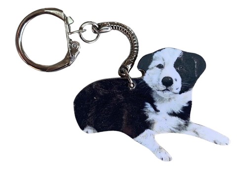 Border collie puppy keyring - border,